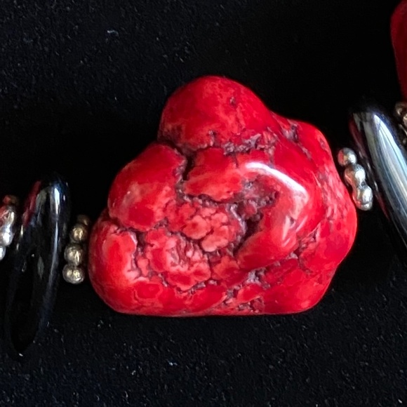 Red Nugget Turquoise Necklace and Matching Bracelet - Picture 2 of 4